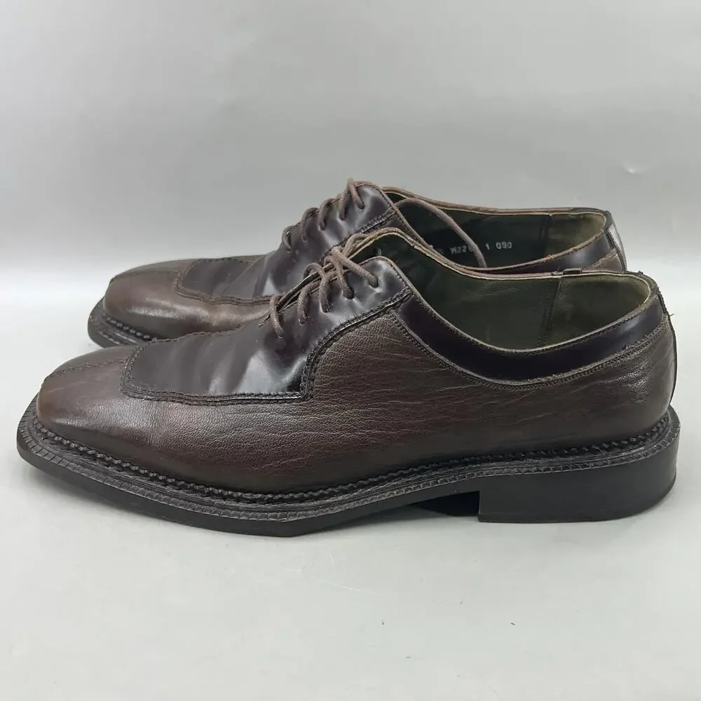 Mezlan Square Split Toe Derby Shoes Men Size 10.5 W Brown Leather Dress Oxford